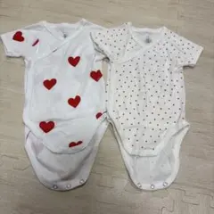 ハート柄　プチバトー ベビー肌着 60cm 3m2枚セット
