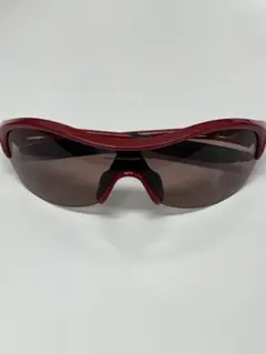 【3回使用程度】 OAKLEYオークリースポーツUVサングラス赤フレーム茶レンズ