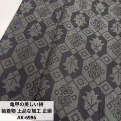 亀甲の美しい絣 紬着物 上品な加工 正絹 AK-6996