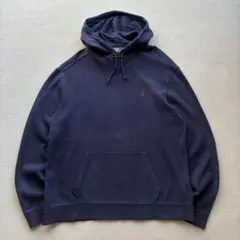 90s ポロバイラルフローレン プルオーバーパーカー ナス紺 フェード Lサイズ
