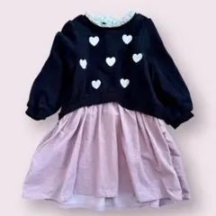 プティマイン ハート柄　ワンピース　100cm