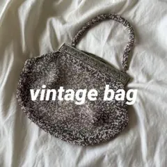 ビーズバッグ　vintage ビーズ刺繍　パーティ　レトロ　ピンク　グレー　昭和