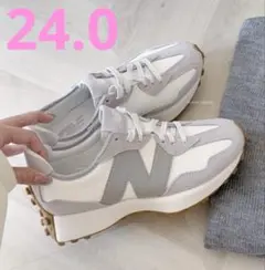 ■新品24.0cm■ニューバランス 327 グレー系 オールレザー スエード
