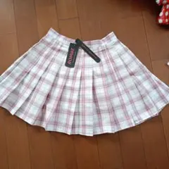 ROMWEピンク チェック プリーツスカート