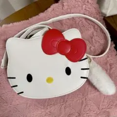 ハローキティ ショルダーバッグ キッズ しっぽ付き 大人OK サンリオ ホワイト