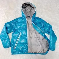 ターコイズ フード付き ダウンジャケット