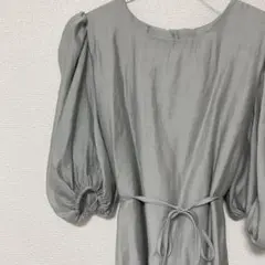 グレー パフスリーブ ロングワンピース オケージョン