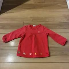 ミキハウス　ホットビスケッツ　トレーナー　チュニック　90cm 赤　裏毛