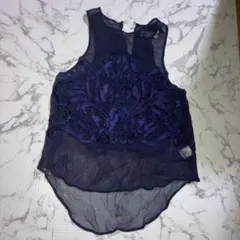 alice McCALL ネイビー刺繍ノースリーブチュニック