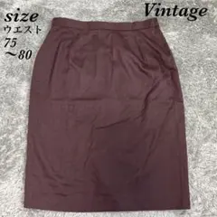ヴィンテージ (ウエスト75~80) タイトスカート バックファスナー 麻混のサムネイル