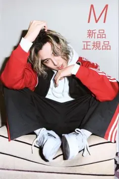 adidas ルーズ メッシュ トラックトップ 藤井風着用 ブラック×赤