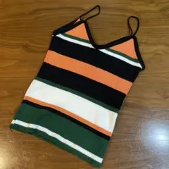 ストライプキャミソール M コットン100%