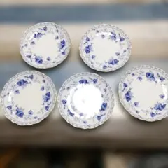 ⑦　ナルミ　NARUMI 青い花模様の皿 5枚セット