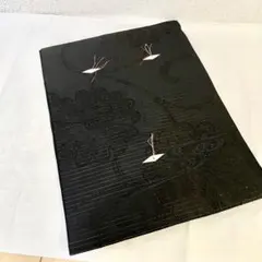 名古屋帯 黒 花柄 絽 夏喪服 夏帯