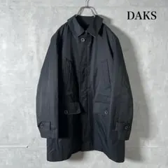 DAKS 裏地チェック柄ライナー付 ダークネイビー ステンカラーコート N506のサムネイル