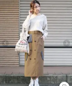 値下げ★新品未使用★トレンチスカート ANDJ 茶 ベージュ M