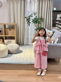 No.H2532ハンドメイド女の子可愛いフリル付き ピンクチェックパンツセット