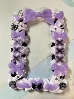 SALE●トレカケース●薄紫×黒●推し活●天使の羽●ハート●ホイップデコ