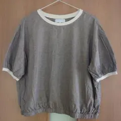 しまむら　チェック柄クルーネック 半袖シャツ