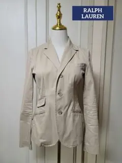 RALPH LAUREN ラルフローレン 革パッチ付き 綿ジャケット