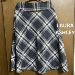 LAURA ASHLEY チェック柄 フレアスカート ネイビー　ピンク　秋冬
