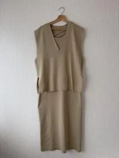 ノースリーブ ニット ベスト ワンピース セットアップ