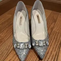 DIANA シルバー グリッター パンプス