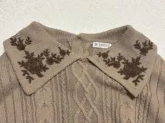 axes femme 花柄刺繍 ベージュ ロングニットドレス