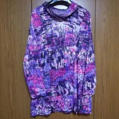 MISSEL 紫系ピンク柄 長袖Tシャツ