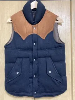 ウール スエード ダウンベスト ネイビー