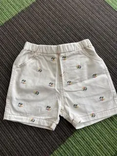 110cm 花柄刺繍 ハーフパンツ