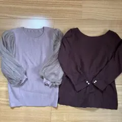 【美品】アプワイザーリッシェ　ニットトップス2着セット！ブラウンニット