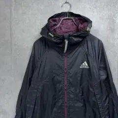 あ*。様 アディダス CLIMAPROOF ナイロンパーカー 総柄 Lサイズ 黒