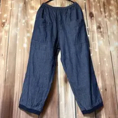 美品◆コットンハウスアヤ デニムイージースカート ロング ポケット ゴム 日本製 美品◇コットンハウスアヤ デニムイージースカート ロング ポケット