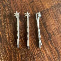 未使用 美品 星飾り付きヘアピン　シルバー 3個セット　ヘアアクセサリー