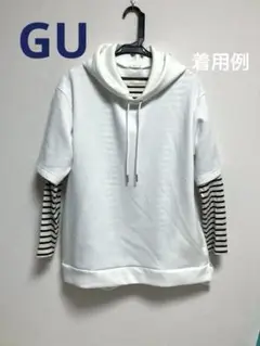 【GU】 半袖パーカー　ポケット付き　メンズS ホワイト