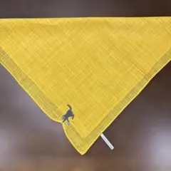 CLASSIC THE SMALL LUXURY 猫刺繍 イエローハンカチ