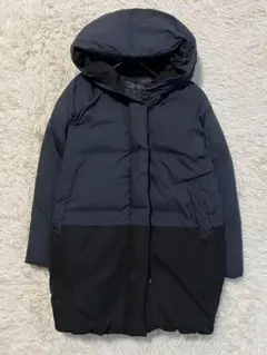 アーバンリサーチ ダウンコート ツートン バイカラー フード 36 紺 黒