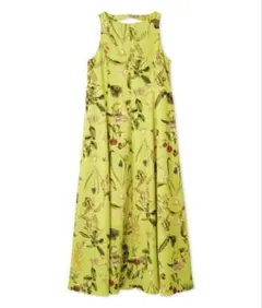 ボタニカルプリントソリッドワンピース