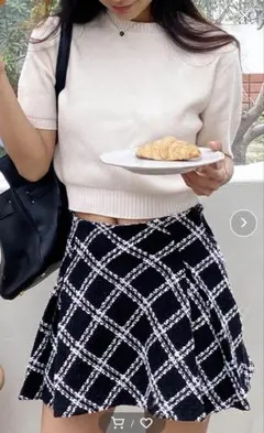 ダイヤ柄ツイードタックミニスカート