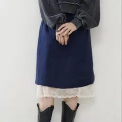 【新品タグ付】Kastane2点セット❣️サテン&レースミドル丈スカート　カスタネ