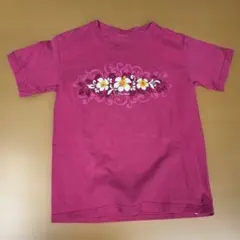 ハワイ花柄ピンクTシャツ　8歳