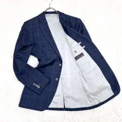 美品 カノニコ テーラードジャケット スーパー110s　ネイビー チェック M位