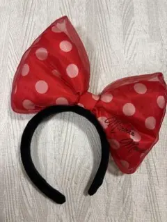ミニー　リボンカチューシャ　水玉　赤色