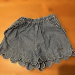 petit main スカラップデニムハーフパンツ 100