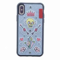iPhone10 iPhone X ケース　デニム　ジーンズ　ガイコツ