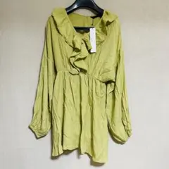 新品　Heather ヘザー　Vネックフリルブラウス