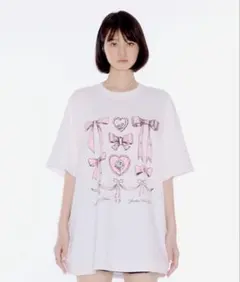 YOUHEE RIBBON GRAPHIC T-SHIRT_WHITE