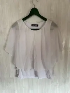 【180】CECIL McBEE シフォン 半袖カットソー ホワイト M