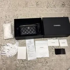 CHANEL ブラック レザー ショルダーバッグ